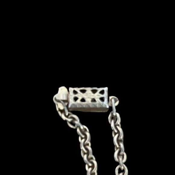 Vintage Royal Blue Rhinestone Faux Pearl Necklace Box Clasp - Picture 4 of 7